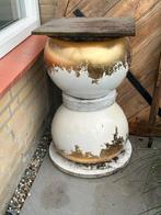 Unieke tafelpoot van 2 kunststof potten - Goud/Wit, Ophalen, Kunststof, Gebruikt, Minder dan 60 cm