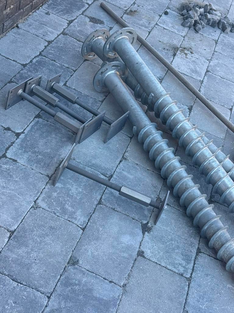 4 x Schroeffundering LGT Ø76x1200x3 mm - Verzinkt Staal, Ophalen, Nieuw, 250 mm of meer, Overige typen