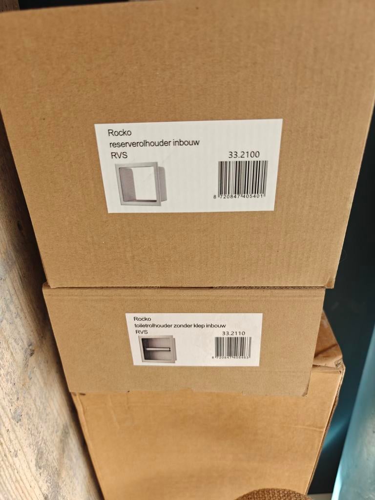 Wiesbaden Rocko Inbouw Toiletrolhouder Set - Geborsteld RVS, Ophalen