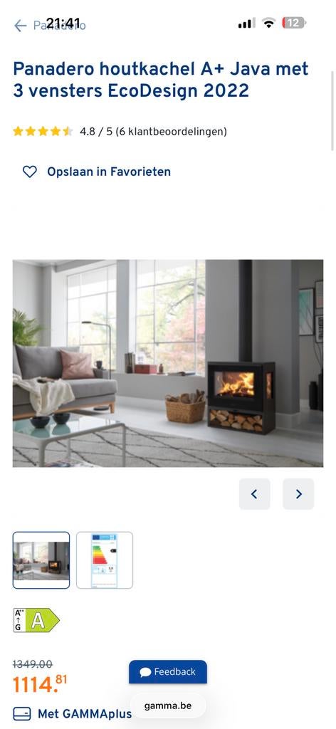 Nieuwe houtkachel Panadero Java 3V ecodesign, Ophalen, Nieuw, Vrijstaande haard, Houthaard