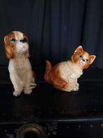 Vintage beelden hond en kat met kleine beschadiging, Ophalen of Verzenden, Zo goed als nieuw, Dier