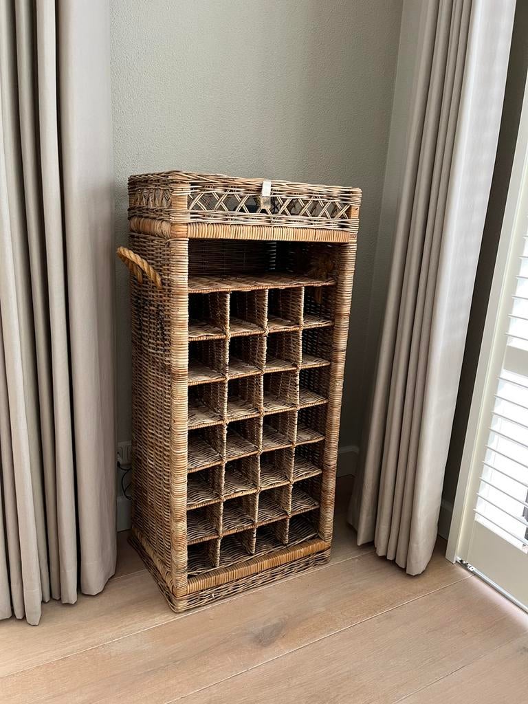 Rivièra maison wijnrek rustic rattan, Ophalen, Zo goed als nieuw, Hout, Minder dan 50 cm