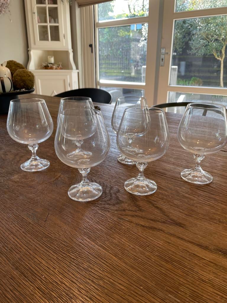 6 Kristallen cognac glazen, Antiek en Kunst, Antiek | Glas en Kristal, Ophalen