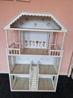 Poppenhuis met inrichting, barbies, auto, paard & scooter, Ophalen of Verzenden, Zo goed als nieuw, Poppenhuis