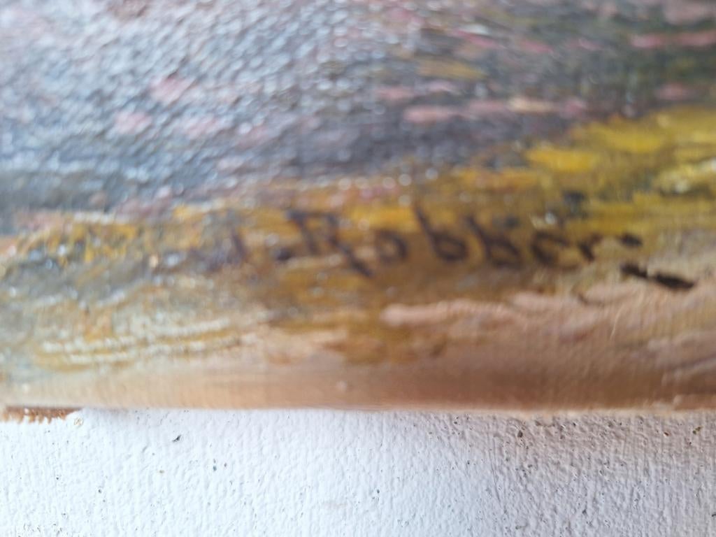 Schilderij herder met schapen, 40x30 cm, Ophalen of Verzenden