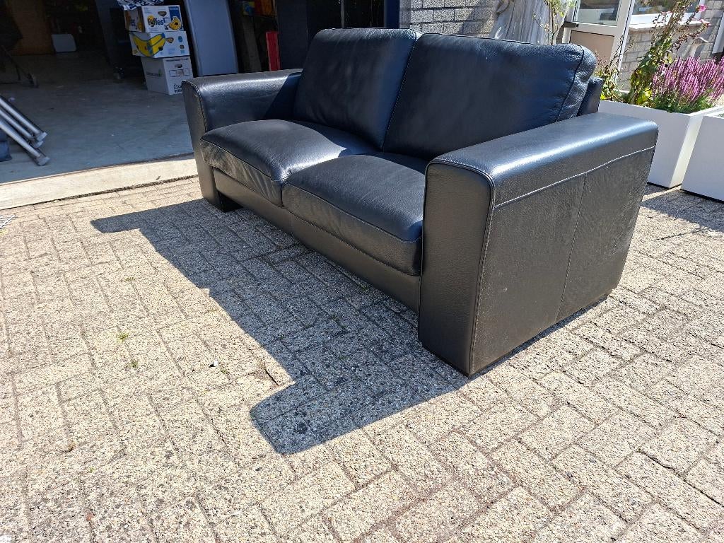 gave dikke rundleren robuuste bank dik leer, Huis en Inrichting, Banken | Bankstellen, Ophalen of Verzenden, Zo goed als nieuw