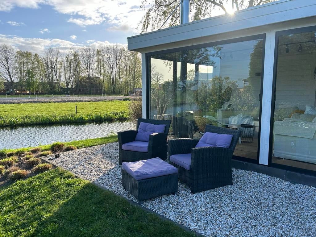 Comfortabele Wicker Lounge Stoelen voor Buiten met Hocker, Zo goed als nieuw, Loungeset, Wicker, Stoel