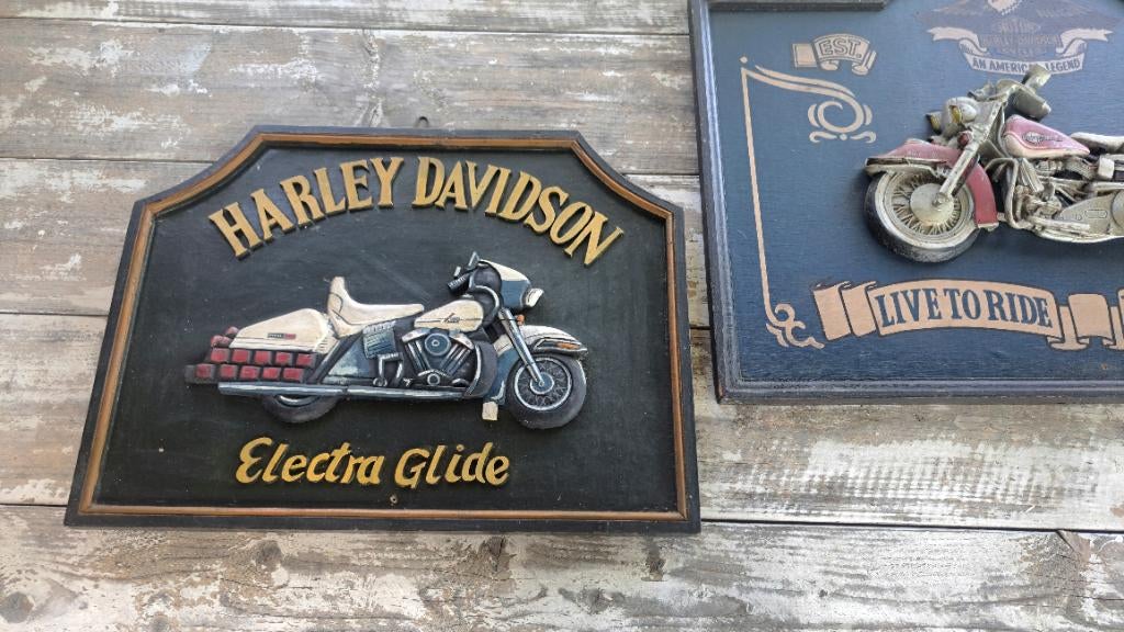 2 x Harley Davidson 3D schilderijen, Huis en Inrichting, Woonaccessoires | Schilderijen, Tekeningen en Foto's, Gebruikt, 50 tot 75 cm