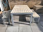 Mooie tuinset 160cm lengte, 100cm breedte, 75cm hoogte, Tuin en Terras, Ophalen, 4 zitplaatsen, Gebruikt, Aluminium