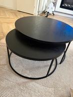 Set van 2 zwarte salontafels, rond, modern design, Rond, Zo goed als nieuw, Minder dan 50 cm, Overige houtsoorten