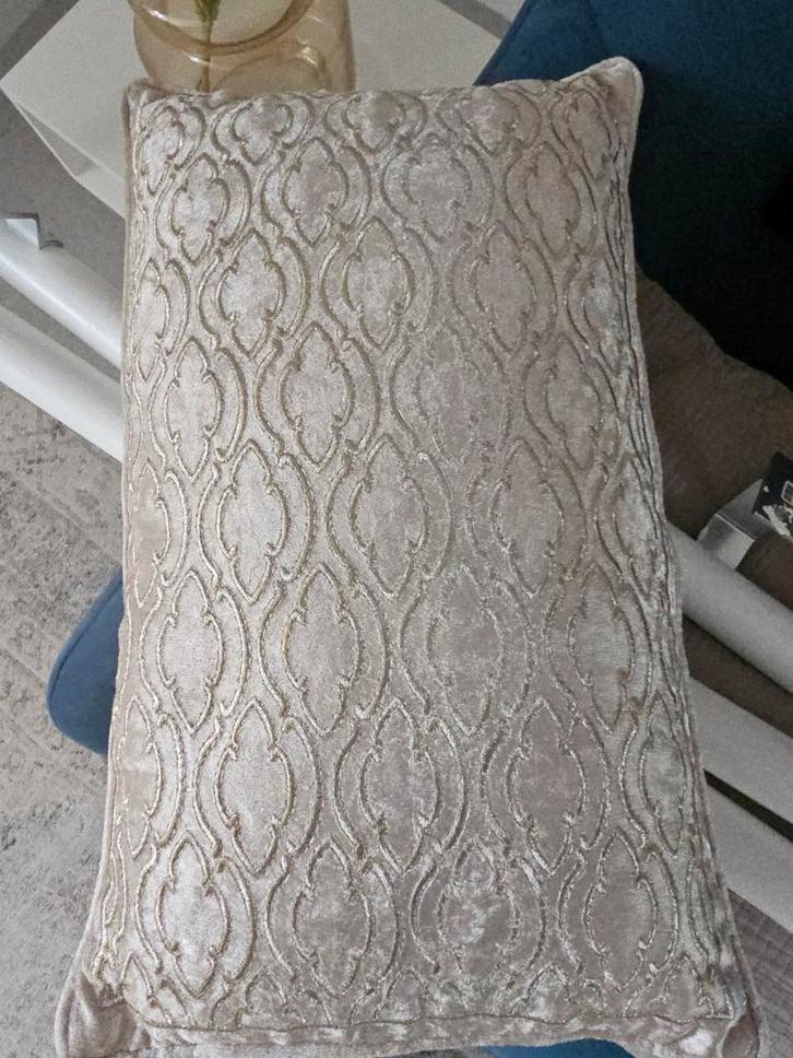 2 stuks Decoratief sierkussen met patroon - Beige/Goud, Huis en Inrichting, Woonaccessoires | Kussens, Zo goed als nieuw, Beige