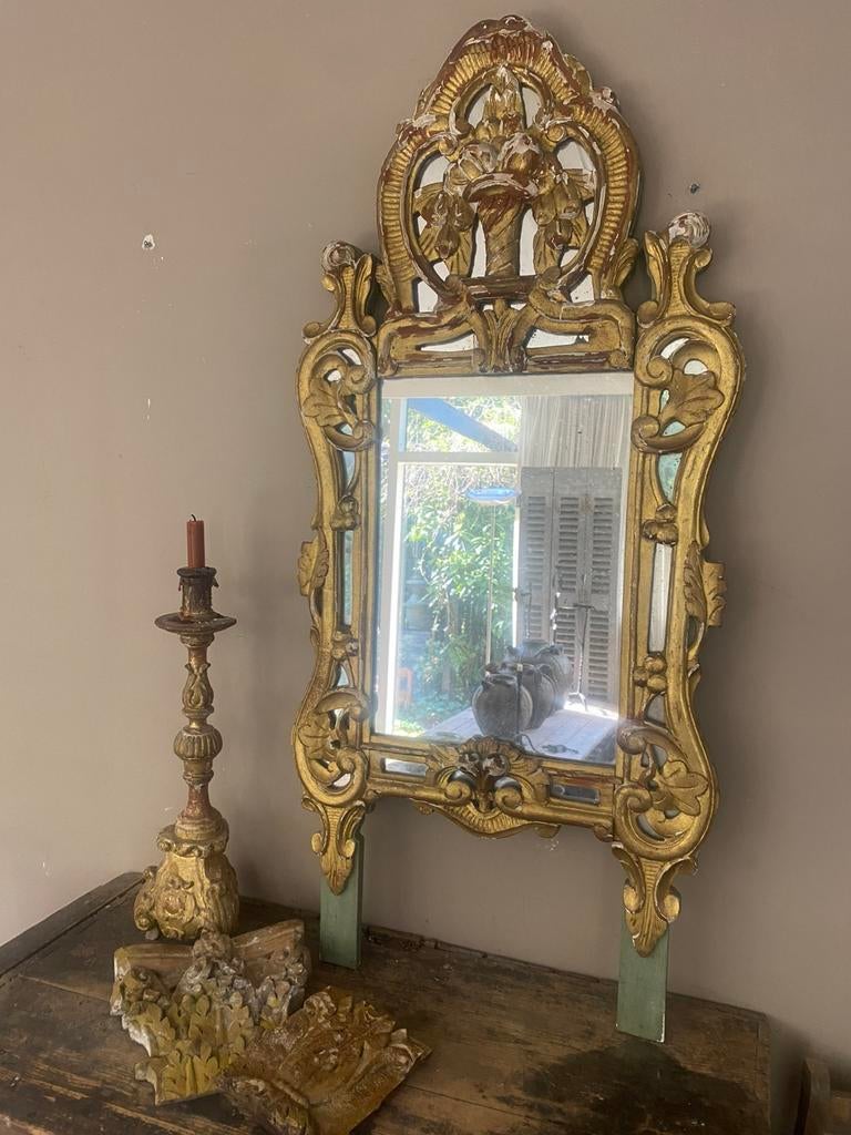 Antiek Franse spiegel met kuif., Antiek en Kunst, Antiek | Spiegels, Ophalen, Rechthoekig