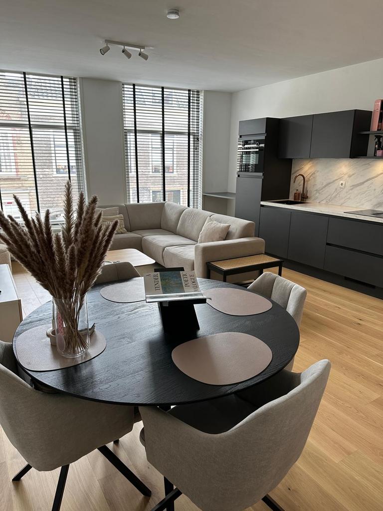 Loods5 Mason eiken eettafel 130cm - zwart gelakt, Huis en Inrichting, Tafels | Eettafels, Ophalen, Gebruikt, 100 tot 150 cm, Vier personen