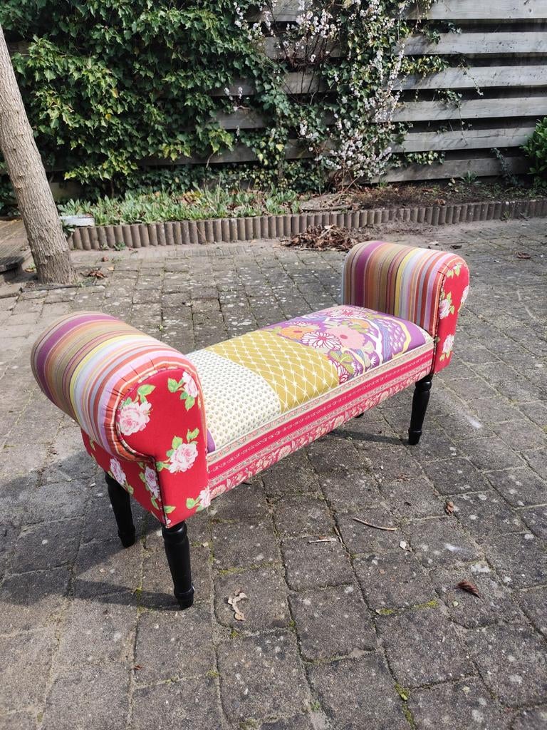 Mini sofa met patchwork bekleding, Huis en Inrichting, Banken | Sofa's en Chaises Longues, Eenpersoons, Minder dan 150 cm, Stof