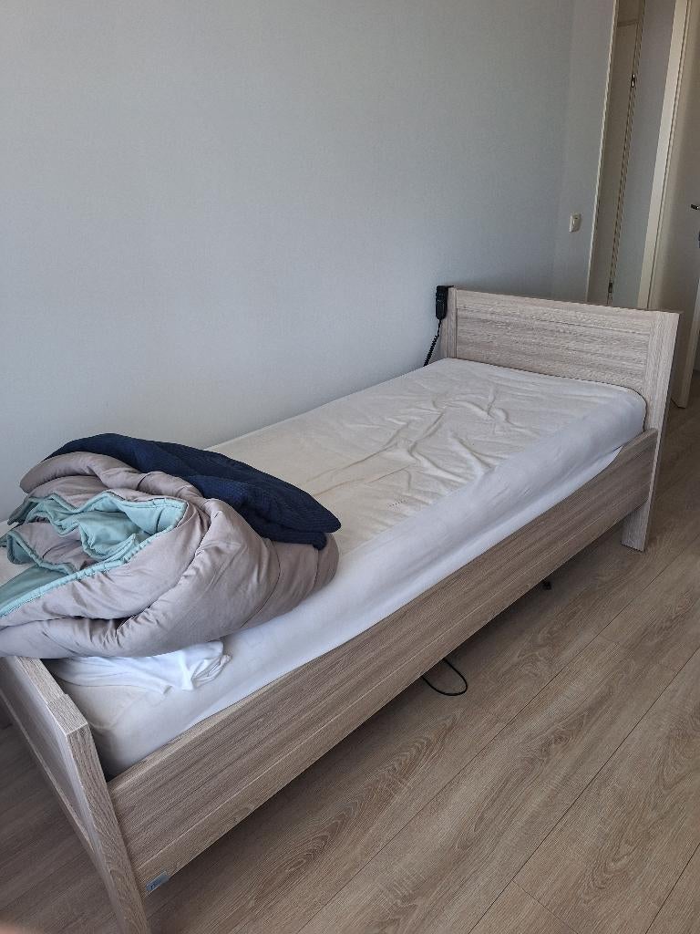 Senioren bed, Ophalen, Eenpersoons, Bruin, 200 cm