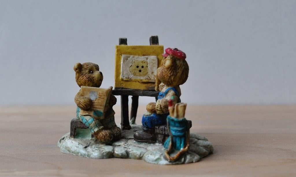 Vintage Beeldje Teddy Town Beer Beren 6,5 cm, Ophalen of Verzenden, Zo goed als nieuw, Overige typen