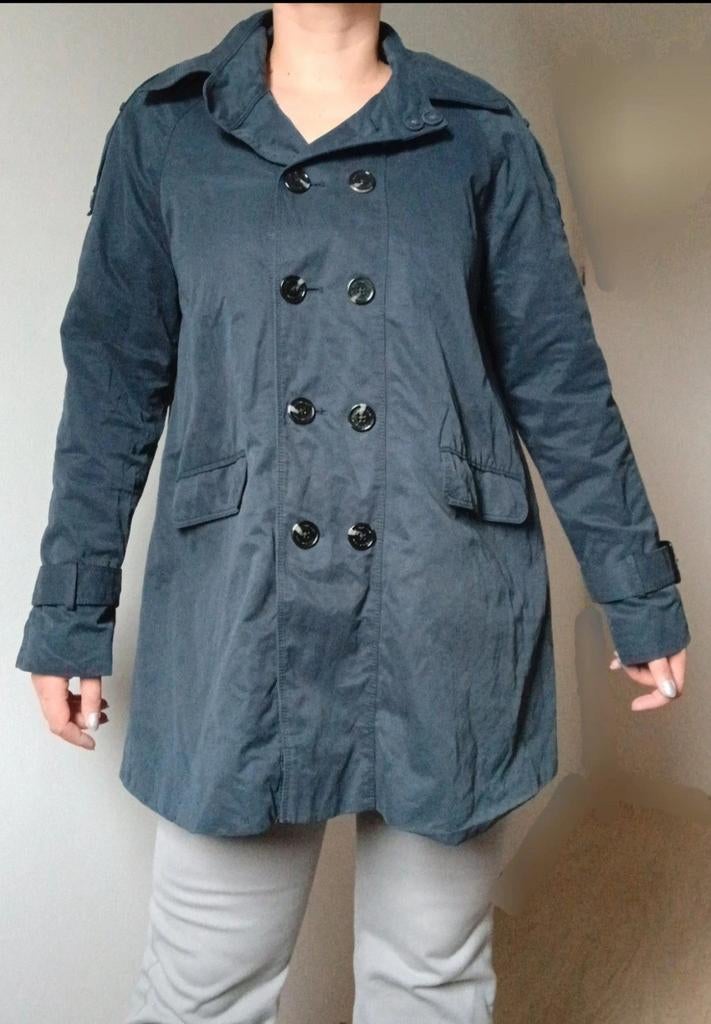 Mexx vintage navy donkerblauw trench zomer jas 42 zgan, Kleding | Dames, Mexx, Maat 42/44 (L), Zo goed als nieuw, Verzenden