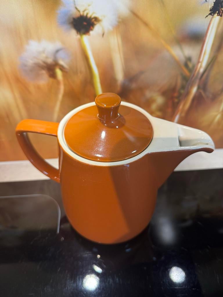 Vintage Mellita koffiepot - Bruin/Wit - Vintage design, Huis en Inrichting, Keuken | Servies, Gebruikt, Keramiek, Overige typen