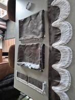 Antraciet raamband en gordijnen met witte franje - Nieuw, Ophalen of Verzenden, Nieuw