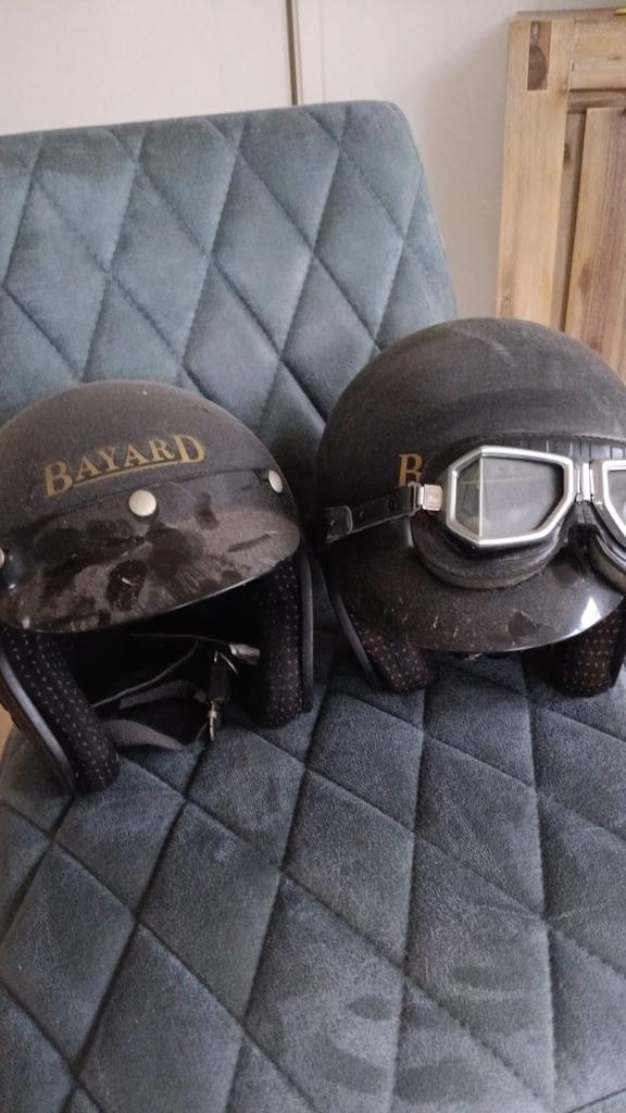 Retro motor helmen bayard, Fietsen en Brommers, Brommerhelmen, Ophalen, Gebruikt