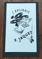 Exlibris F. Jaquet (grammofoonplaten, muzieknoot, aandeel), Antiek en Kunst, Kunst | Etsen en Gravures, Ophalen of Verzenden
