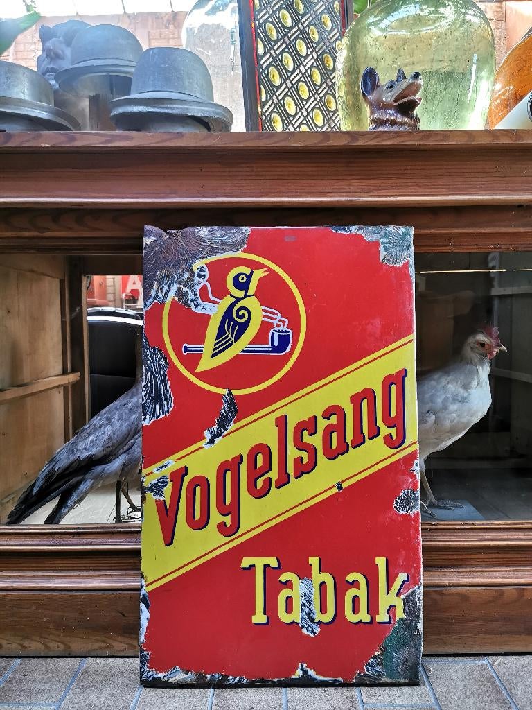 Vogelsang tabak emaille bord, Ophalen, Gebruikt, Reclamebord