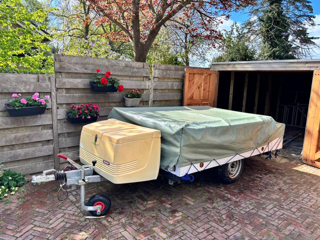 Nette aanhangwagen met dekzeil, Ophalen, Gebruikt