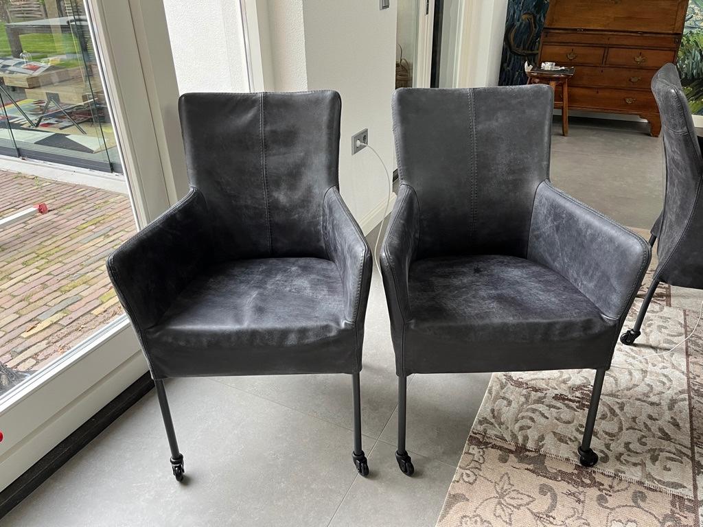 Nieuw 6x Eetkamer Stoel Suske - Het Anker Africa Leder Black, Huis en Inrichting, Stoelen, Zwart, Design, Nieuw, Leer