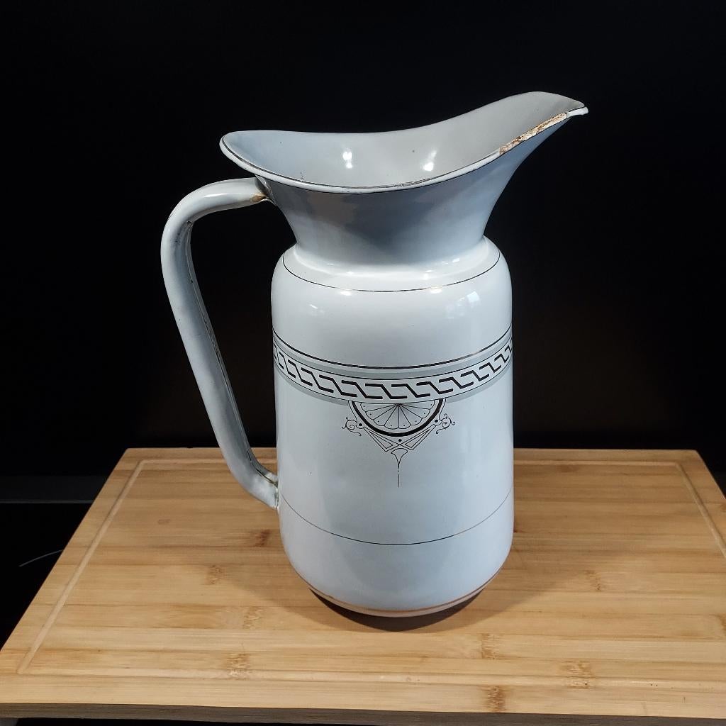 Emaille waterkan groot wit, Antiek en Kunst, Antiek | Emaille, Ophalen of Verzenden
