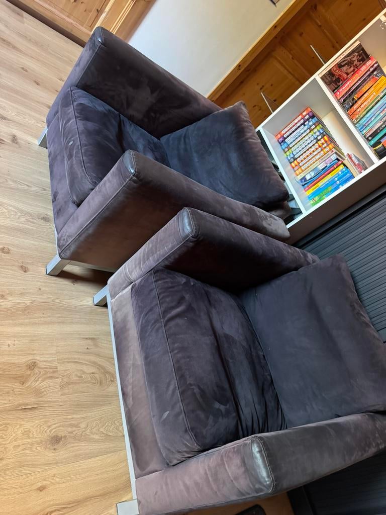 2 Paars fauteuils, Huis en Inrichting, Fauteuils, Ophalen, Gebruikt, 75 tot 100 cm, 75 tot 100 cm