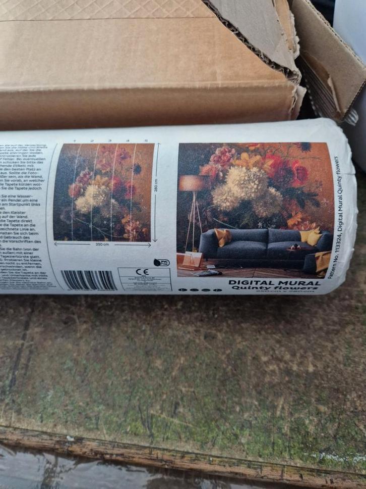 Fotobehang Bloemen 250x280cm, Huis en Inrichting, Stoffering | Behang, Rood, Wit, Bruin, Groen, Roze, minder dan 10 m², Ophalen of Verzenden