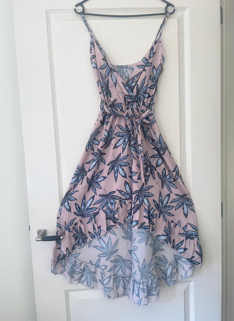 Roze blauwe asymmetrische boho hippie Ibiza bohemian jurk, Ophalen, Zo goed als nieuw, Roze, Maat 36 (S)