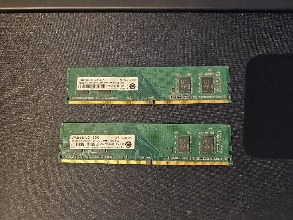 Transcend 16GB KIT DDR4 2666Mhz, Computers en Software, RAM geheugen, Ophalen, DDR4, Zo goed als nieuw, Desktop