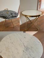 3 Ronde bijzettafel met marmeren blad, Overige materialen, Minder dan 55 cm, Gebruikt, Rond