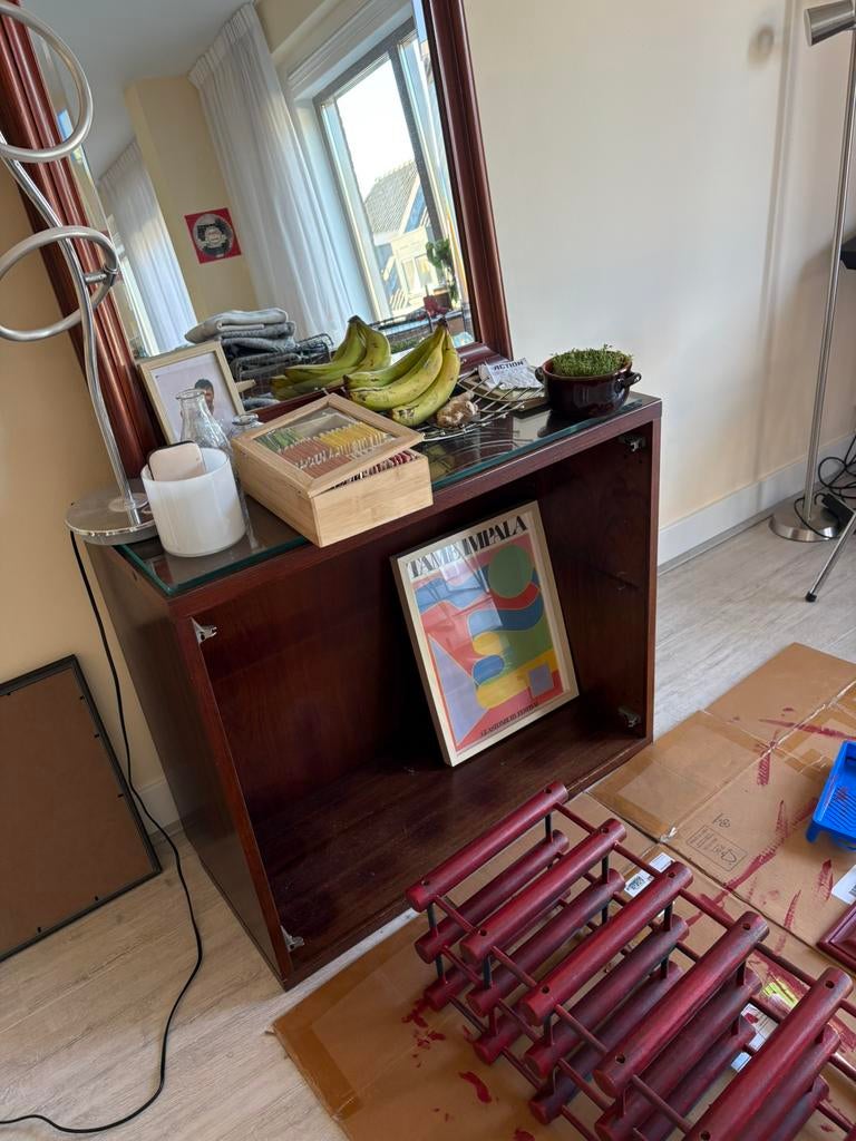 Teak vitrinekastje: gratis, Ophalen, Gebruikt