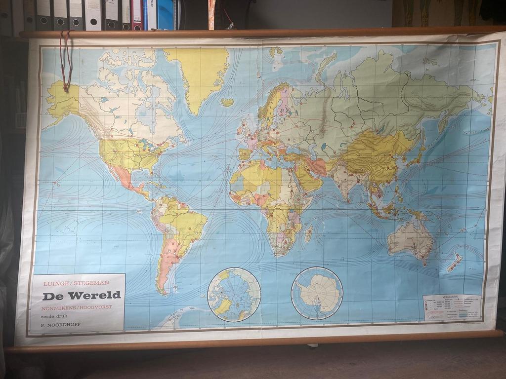 Wereldkaart, Antiek en Kunst, Ophalen of Verzenden, Aardrijkskunde