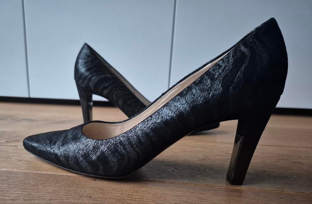 Peter Kaiser leren pumps zwart zilver zebra maat UK 7 - EUR, Peter Kaiser, Pumps, Zwart, Ophalen of Verzenden
