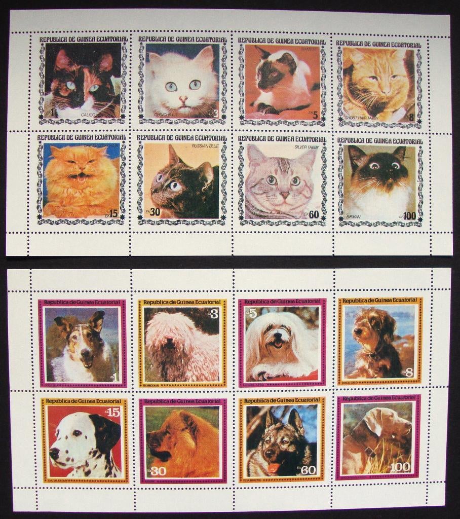 - 810 - 2 Blokken met Katten en Honden., Verzenden, Postfris, Dier of Natuur