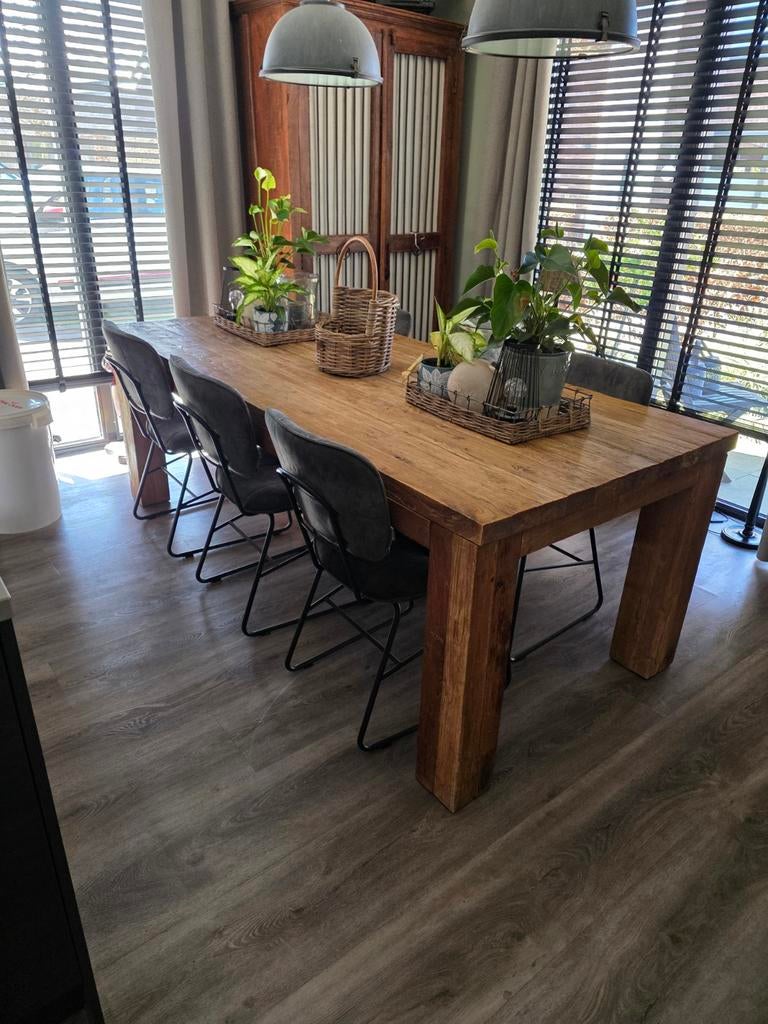 Eettafel teak, Ophalen, Gebruikt, Rechthoekig, 50 tot 100 cm