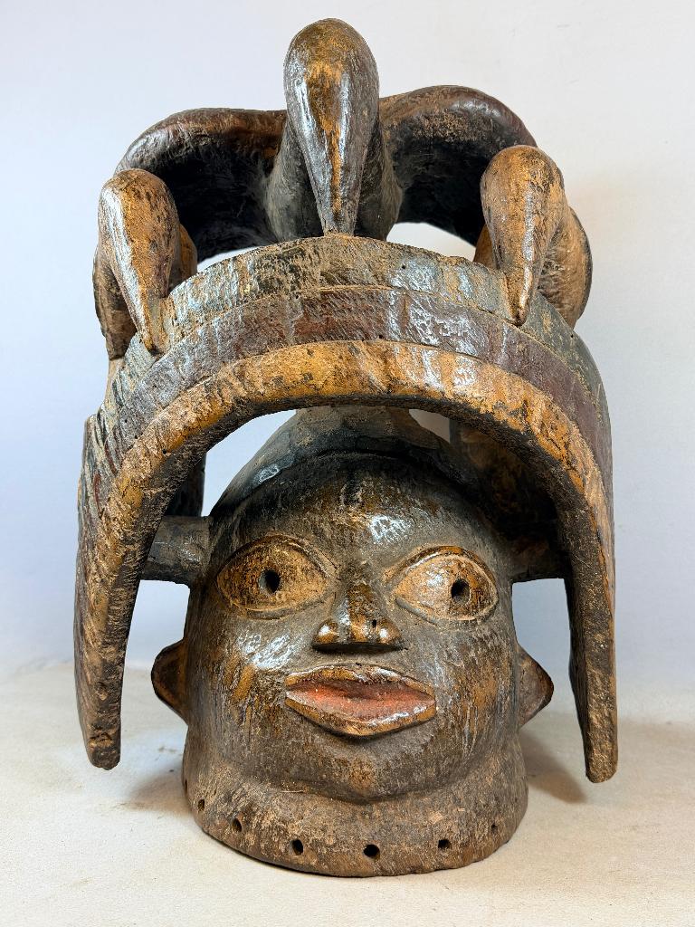 260443 Oud Afrikaans Yoruba Gelede helm masker uit Nigeria., Ophalen of Verzenden