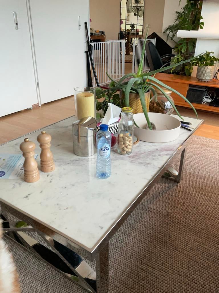 Moderne salontafel met echte marmerblad van Richmond, Ophalen, Gebruikt, 100 tot 150 cm, 50 tot 100 cm