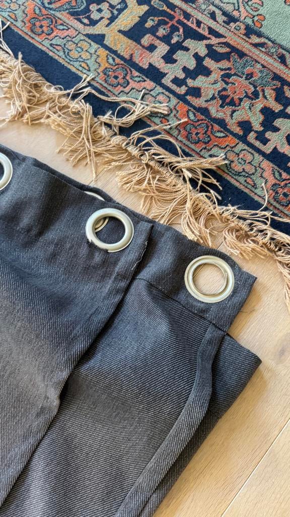Gordijnen met ringen - Grijs, Huis en Inrichting, Ophalen, Gebruikt, 100 tot 150 cm, Grijs