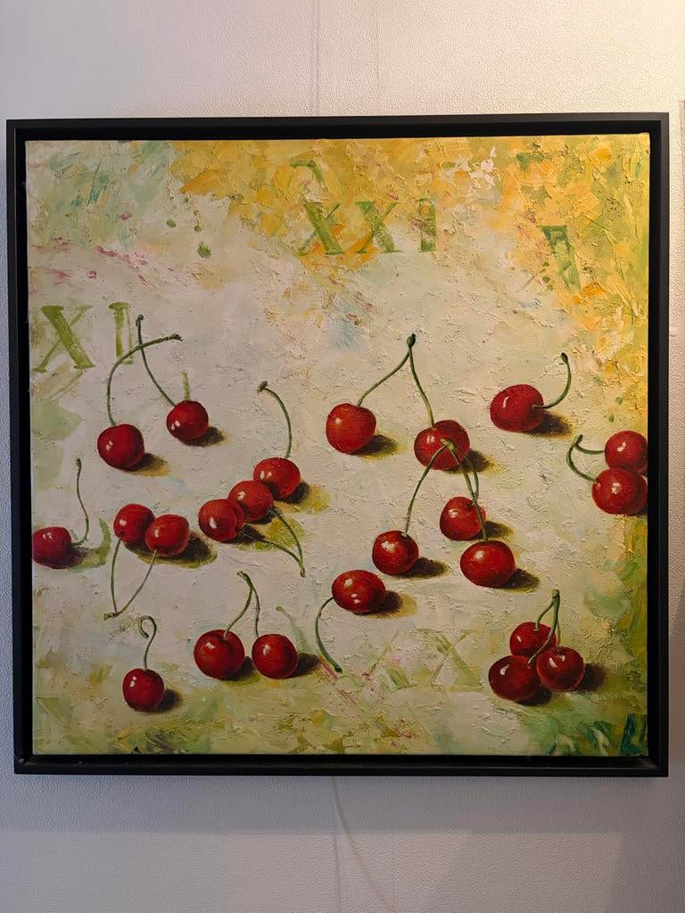 Origineel handgeschilderd werk op canvas - Kersen, Ophalen of Verzenden