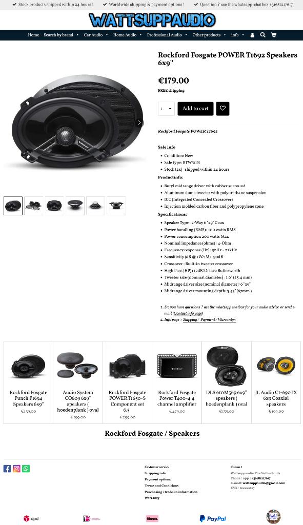 Rockford Fosgate POWER T1692 Speakers 6x9' ovaal hoedenplank, Auto diversen, Autospeakers, Audio-design, Nieuw, Am Breilingsweg 3, 76709 Kronau, Duitsland