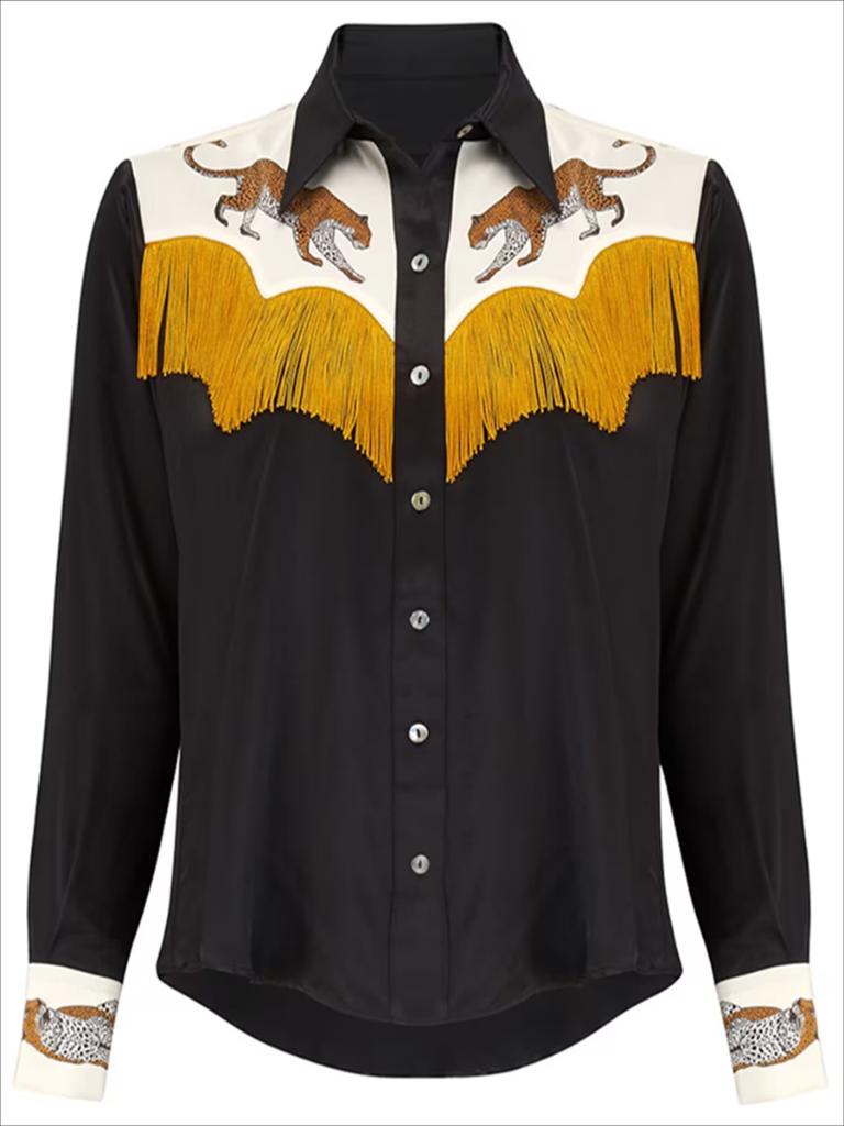 Cowboy overhemd 5 / zwart western heren tijger linedance, Kleding | Heren, Overhemden, Verzenden, Nieuw, Overige kleuren, Overige halswijdtes