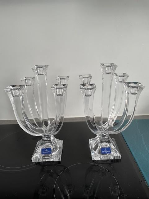 2 Villeroy & Boch 5 voudige kristallen kandelaars, 28 x 15cm, Huis en Inrichting, Keuken | Servies, Ophalen, Overige materialen