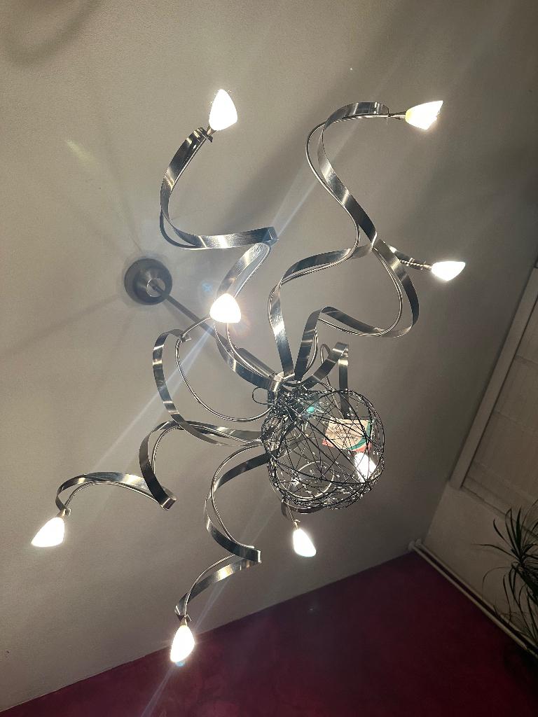 Italiaans design hanglamp rvs, Huis en Inrichting, Ophalen, Nieuw, Minder dan 50 cm