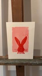 Lino afdruk haasje 17 bij 24 cm, Antiek en Kunst, Ophalen of Verzenden