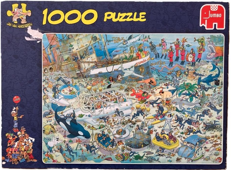 PUZZEL JAN VAN HAASTEREN PRET ONDER WATER 1000 STUKJES, Ophalen of Verzenden, 500 t/m 1500 stukjes, Zo goed als nieuw, Legpuzzel