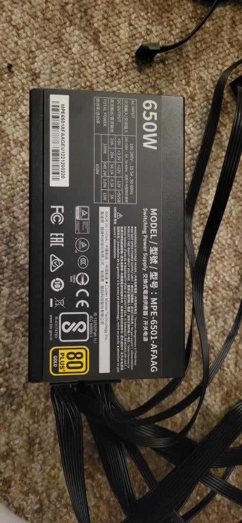 Cooler Master MWE Gold 650 V2 PSU - 650W Voeding, Computers en Software, Interne voedingen, Ophalen